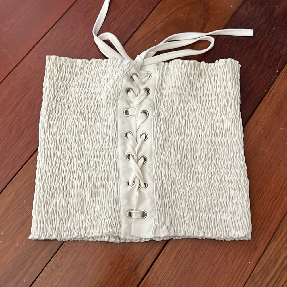 White Strapless Crop Top